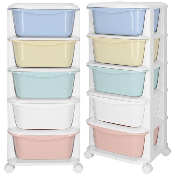 Springos® Meuble de rangement pour enfants à roulettes 5 tiroirs
