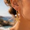 Fashion Starfish Imitation Pearl Earrings for Women Gold Color Hoop Ocean Charm Dangle Jewelry Beach Vacation Summer Accessories