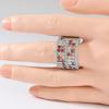 Luxury Inlaid Multicolored CZ Women's Ring Sparkling CopperColor Geometry Daily Wear Party Jewelry Anniversary Gift