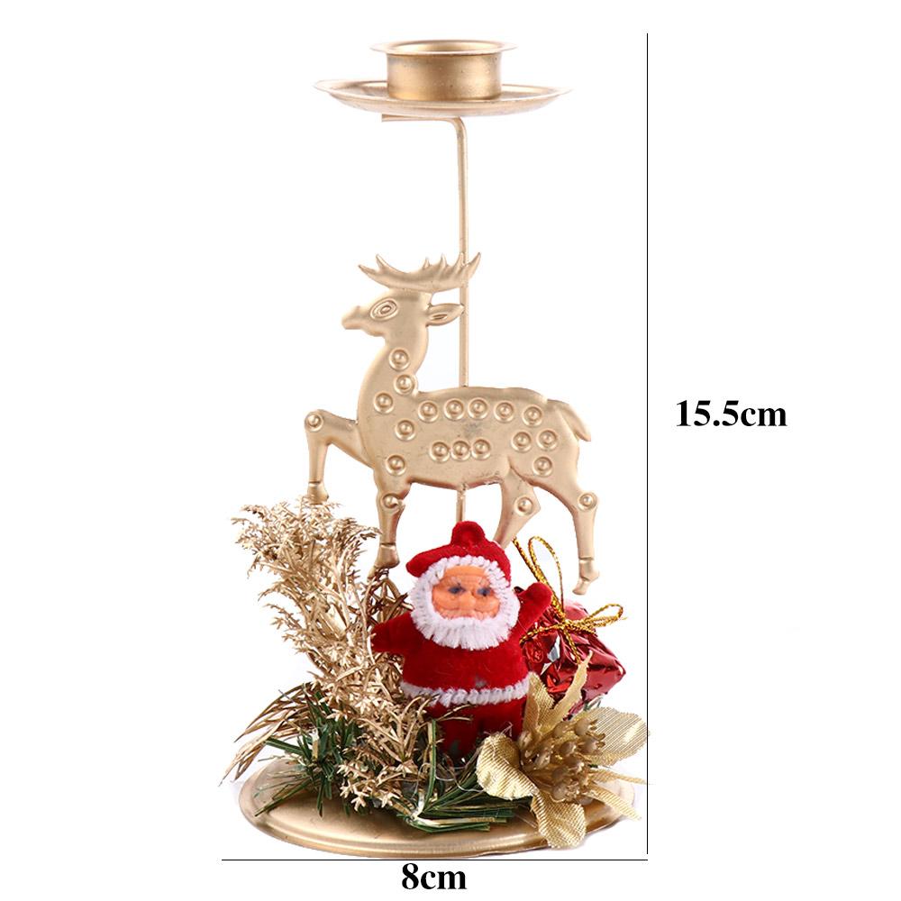 Desktop Table Decoration Metal Santa Claus Snowflake Star Candlestick Stand Candle Holder Candle Pillar Christmas Ornament