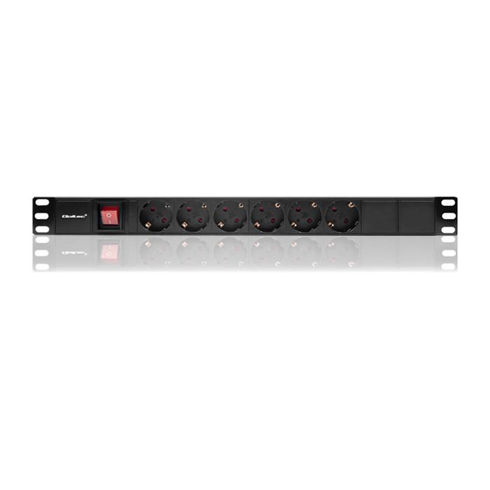 Qoltec Power Strip PDU for 19'' RACK | 1U | 16A | 6xSCHUKO | 2m