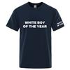 2025 White Boy Of The Year Print Unisexs New Summer Round Neck Cotton Casual Solid Color Short Sleeve Breathable Top