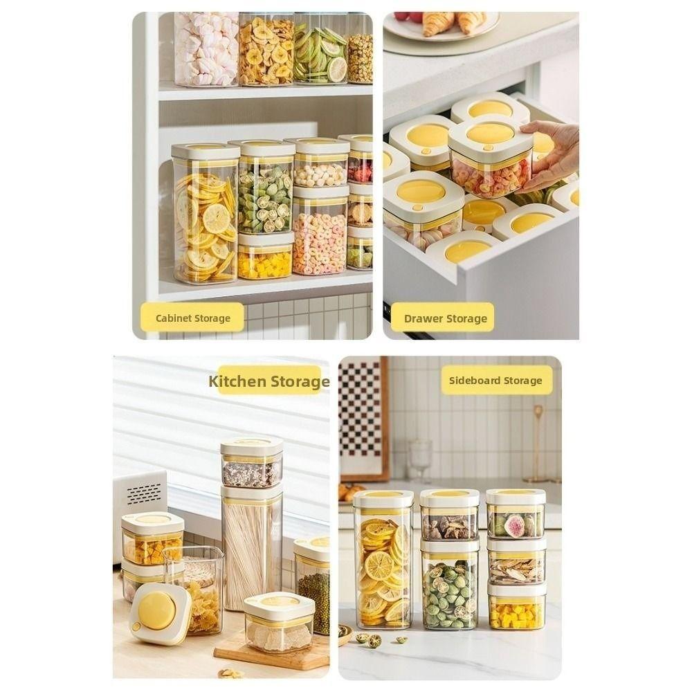 380/1100/1800ml Vacuum Food Storage Box Fresh-Keeping Transparent Kitchen Storage Jars Press-type Food Grade Grains Cans Kitchen