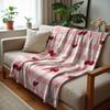 Pink Gingham Candy Cane Soft Flannel Blanket Breathable Warm Throw for Office Car Sofa Kids Room Birthday Xmas Gift