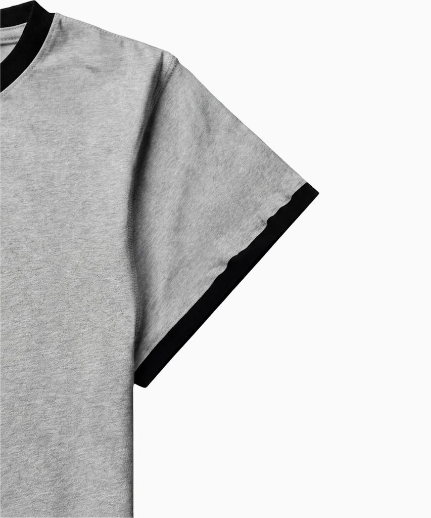 SAINTPAIN Sp Star Patchwork Crop Ringer T-Shirt Melange Grey