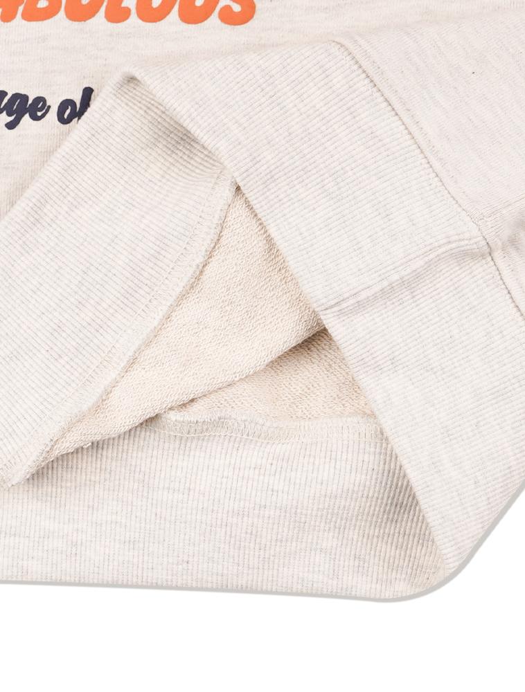LA MAISON STUDIO Women'S Cute Bear Friends Embossed Logo Crop Sweatshirt Oatmeal (Fce1Ts308W)