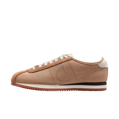 Cortez Leather Pale Shale Perforated Swoosh Women Sneakers Tan Sail Gum-Medium-Brown HQ1841-200