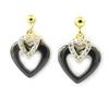Les Trésors De Lily [L7887] - Gold Plated 'Love' Black Ceramic Gold Earrings - 12x12 Mm