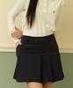 SELITIO Women'S Basic Logo Asymmetrical Pleated Skirt Navy