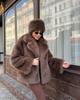 Oversize Winter  Loose Coats Mujer Winter High Street Outwear Autumn Elegant Faux Fur Effect Long Sleeves Lapel Solid with Pockets Jacket