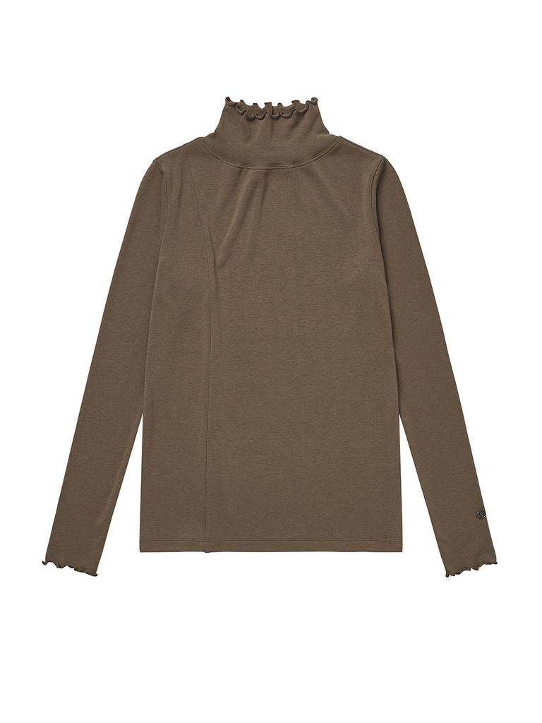 LORDLOAR Soft Mock Neck T-Shirt Brown