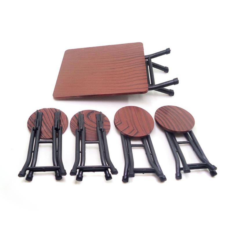 Collapsible Miniature Table And Chairs Set Realistic 1/12 Dollhouses Accessories With Detailing