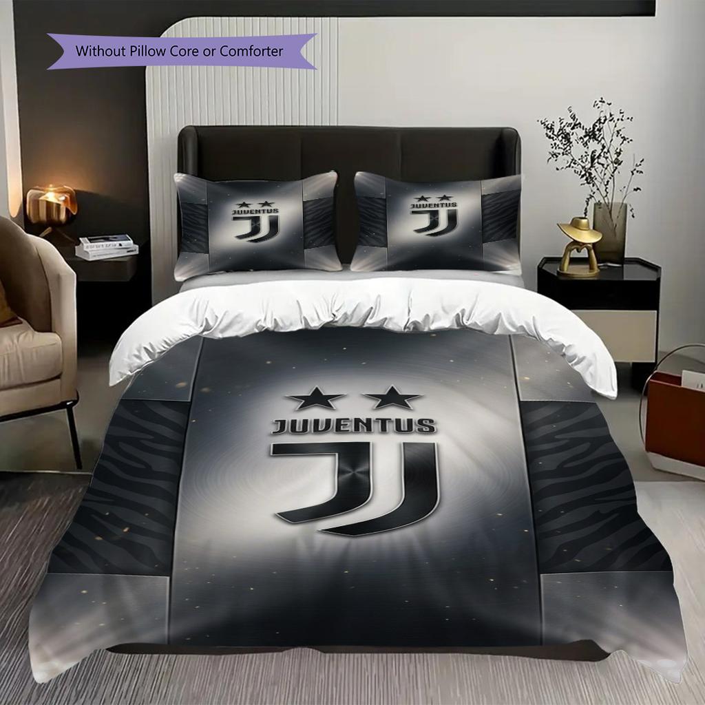 Juventus: Passion Glory Dreiteiler (1 Bettbezug + 2 Kissenbezüge, ohne Füllung) Weihnachts-Geburtstagsgeschenk Weiches und bequemes Bettwäsche-Set
