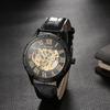Men's Automatic Mechanical Watch Black Leather Strap Stainless Steel Luminous Roman Numerals Water Resistant Casual Wear