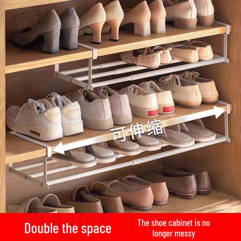 Zapatero Retráctil de Capas con Divisores y Cestas Colgantes para Almacenamiento Organizado