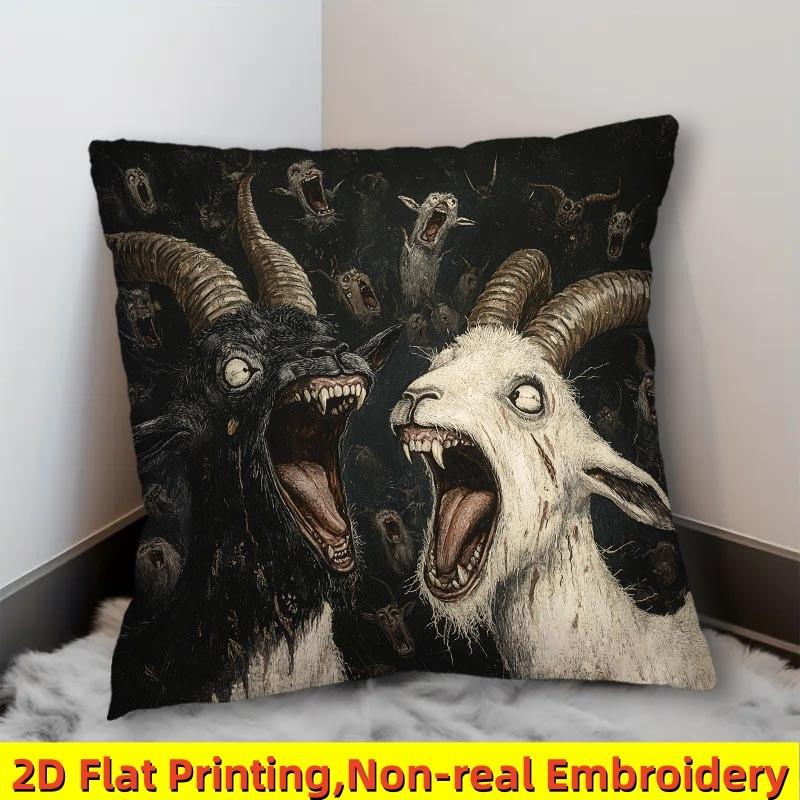 1pc S Funny Screaming Goats Pillow Case Farmhouse Decorative Throw Cushion Cover