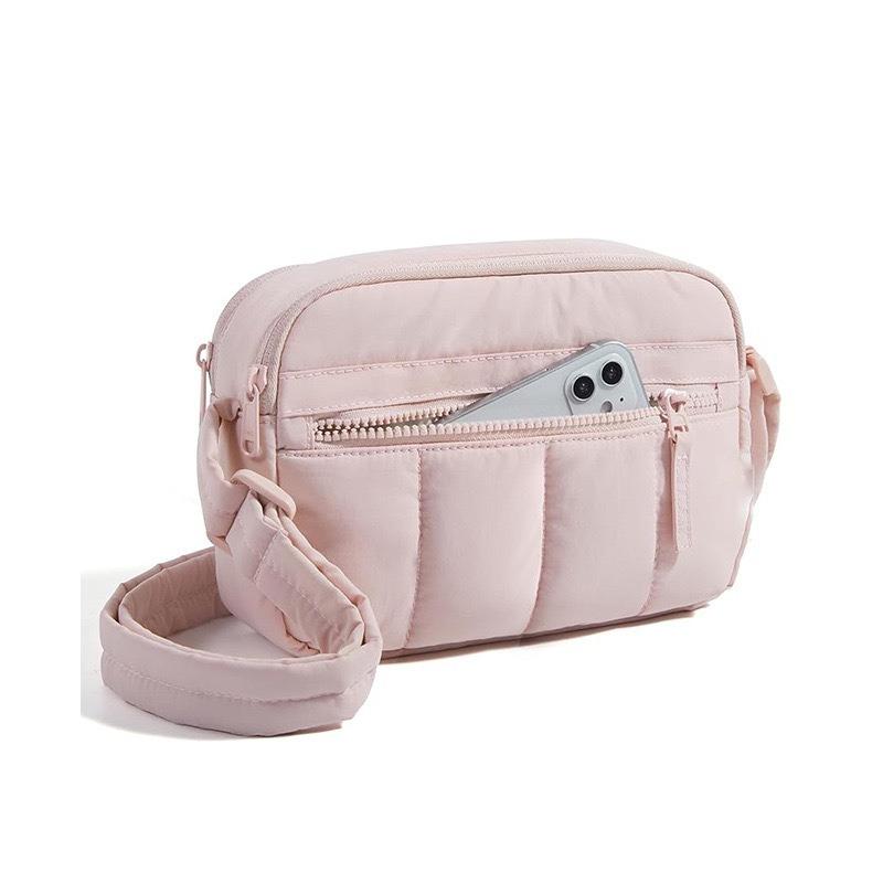 Lightweight Shoulder Messenger Bag Women's Nylon Fluffy Down Mobile Phone Portable Canvas Small Square Bag