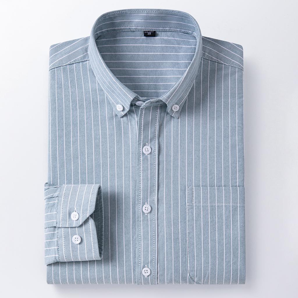 100% Cotton Men's Oxford Shirt Long Sleeve Casual Soft Breathable Business Casual Regular Fit Dressy Social Shirt