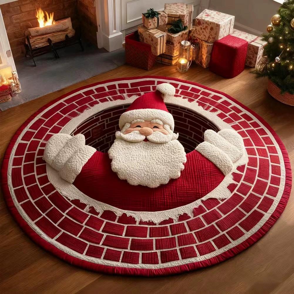 

Magic 3D Illusion Rugs Corgi Gnome Santa Design Hole Effect Carpets for Christmas Home Decor Floor Mats 80cmx80cm