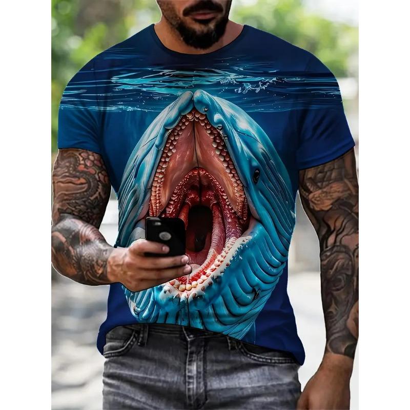3D Print Men'S Ocean Animal Fish Graphic T-Shirt New In Casual Crew Neck Short Sleeve