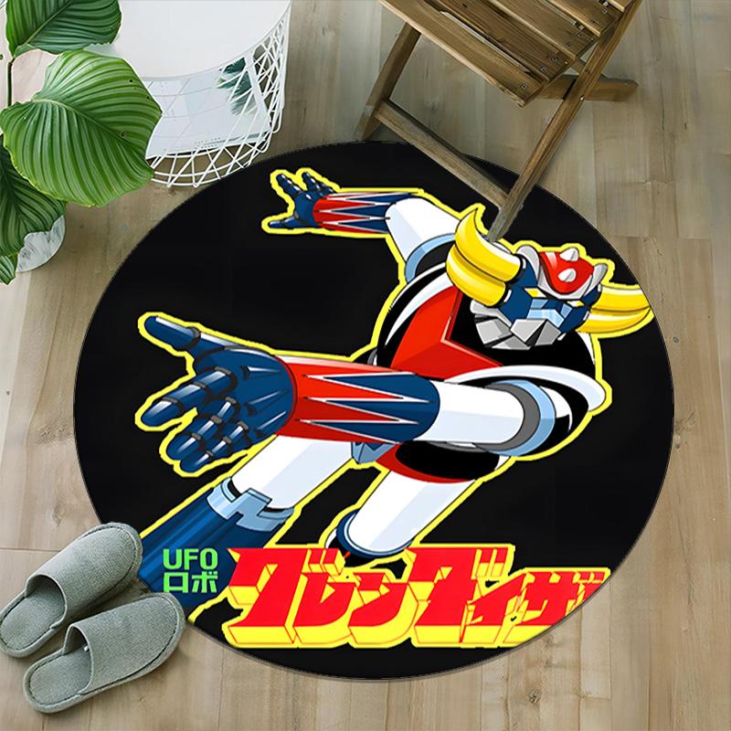 1pc UFO Robot Grendizer6 Print Round Carpet Chair Round Carpet Suitable for Bedroom Living Room Home Decorative Carpet