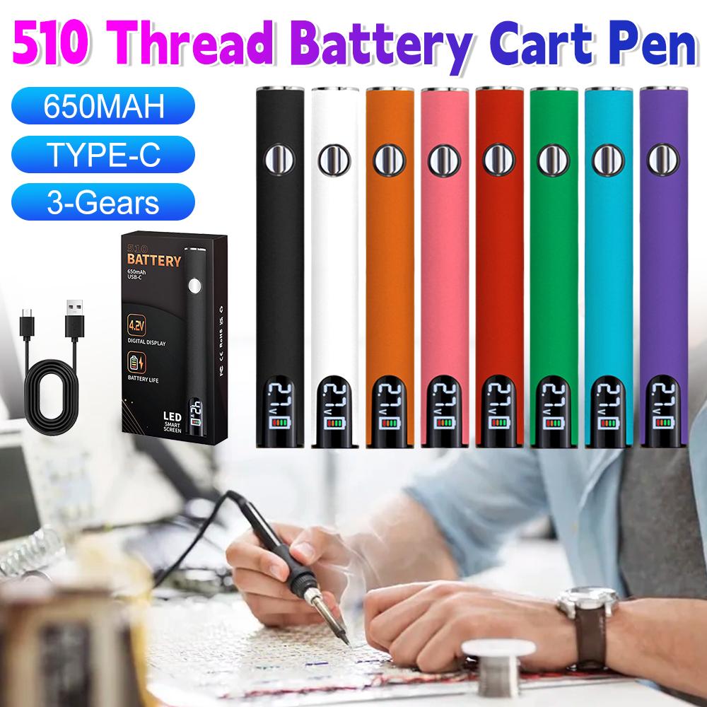 510 Schroefdraad Batterij Cart Pen 650mAh Batterij Digitale 510 Elektrische Soldeerbout Elektrische Soldeerbout Pen Soldeer Reparatiegereedschap