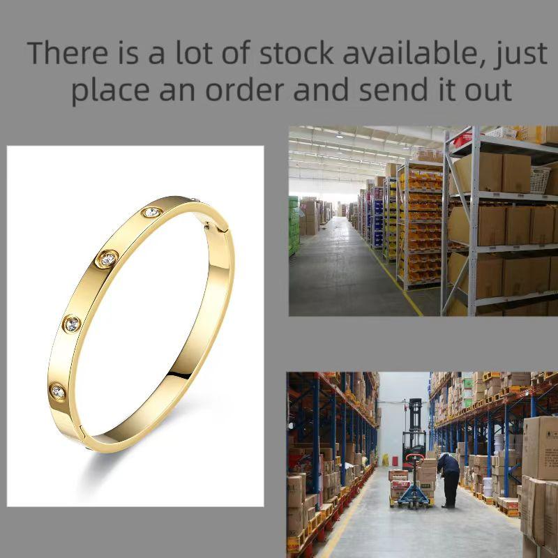 Simple Fashionable Titanium Steel & Stainless Steel Women's Diamond Inlaid Bracelets Non-Fading Accessories