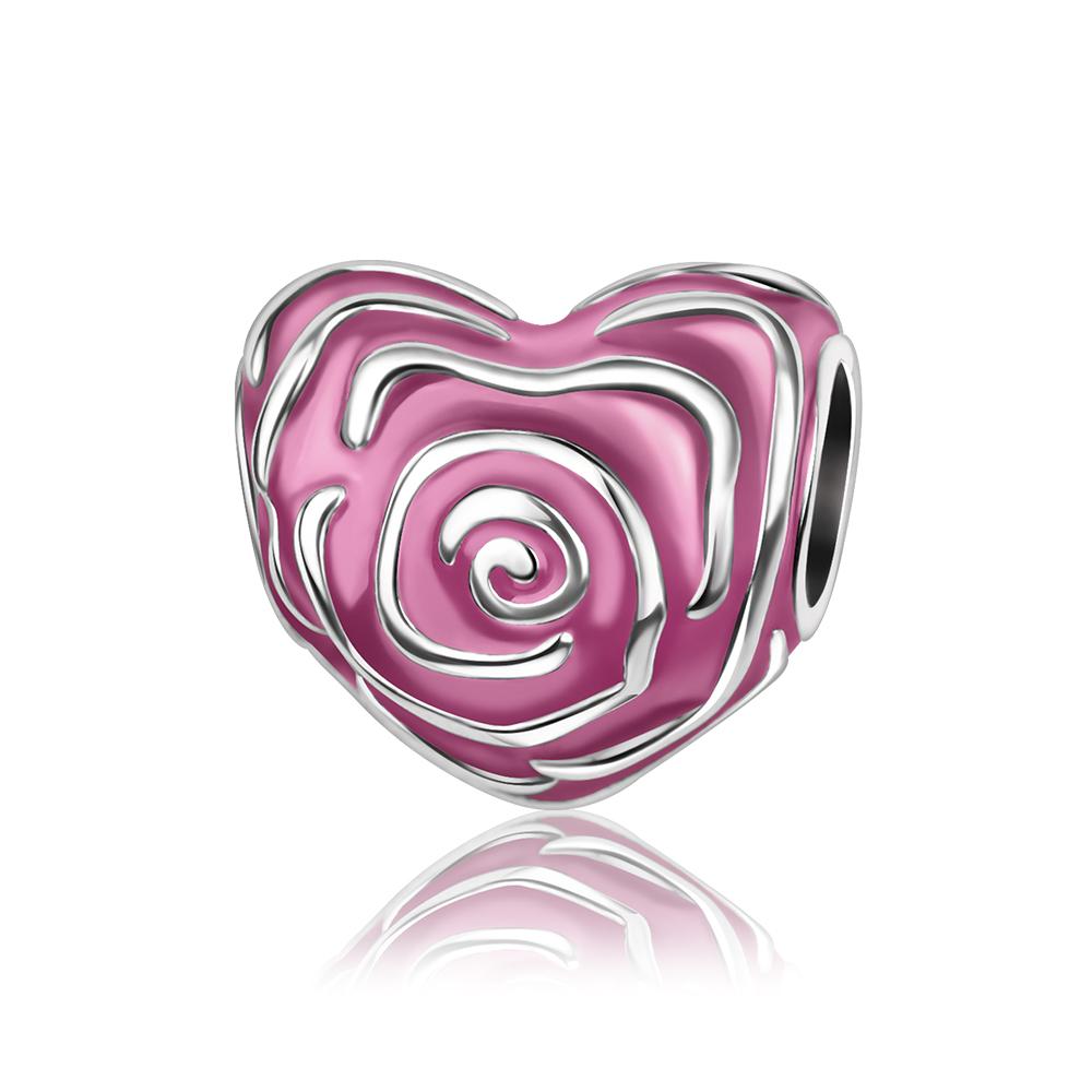 Романтичный медный кулон в форме сердца и круглый с красными, розовыми и желтыми розами, подвеска для браслета, женские украшения