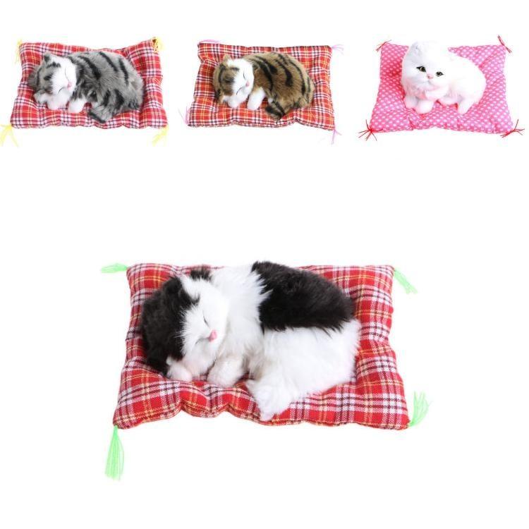 Adorable And Soft Plush Stuffed Toy Cute Sleeping Cat With Realistic Sound For Kids
