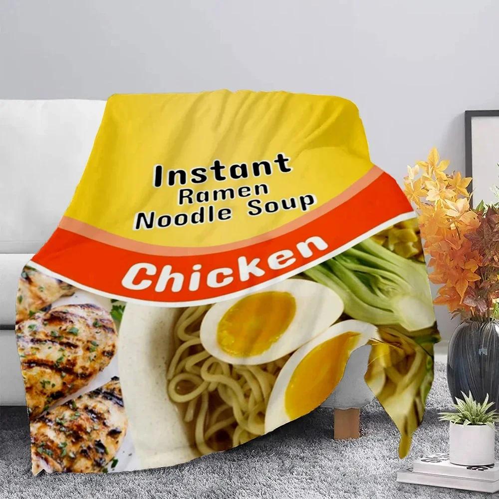 Beef Ramen Noodles Is Life Printed Throw Blanket Soft Cozy Picnic Blanket for Home Travel Birthday Gift
