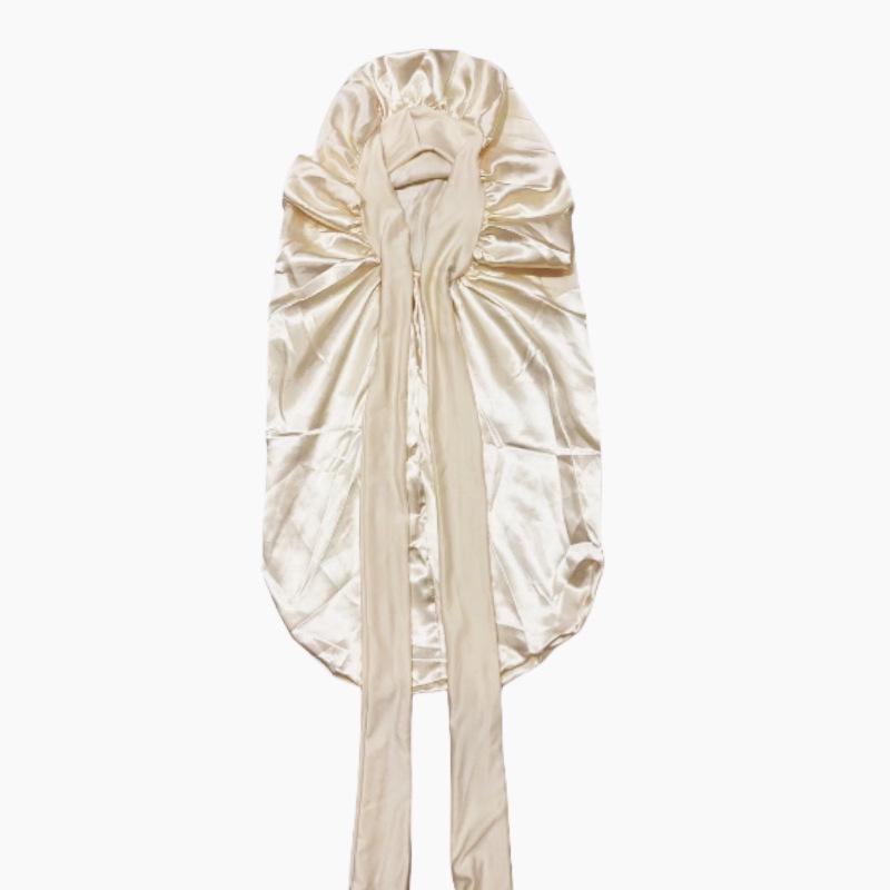 Touca Longa de Cetim de Seda para Mulheres - Proteção Capilar com Laço