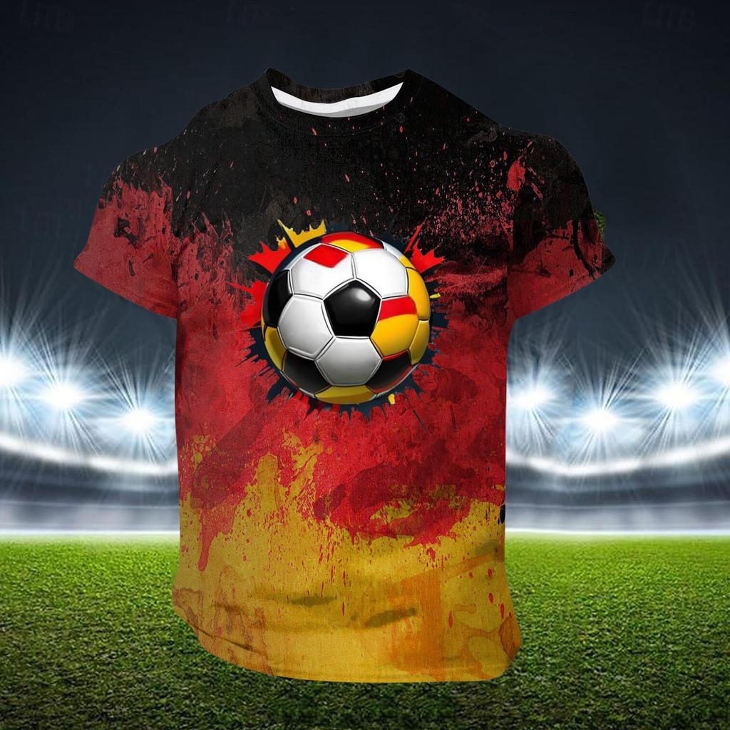 Men's Short Sleeve Crew Neck T Shirt with Soccer Ball Graphic Print Casual Regular Fit Comfortable Top for Daily Wear