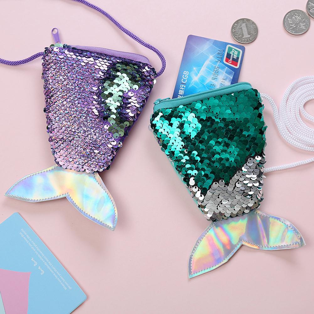 Meerjungfrauenflosse Glitzernde Pailletten Geldbörse Mädchen Umhängetaschen Brieftasche Beutel