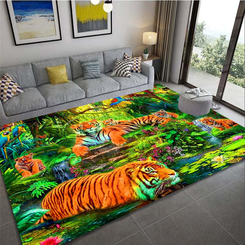 LOUSIDREAM dessin animé tigre tapis salon décor à la maison canapé Table tapis anti-dérapant chaise coussin salon tapis cuisine tapis porte tapis