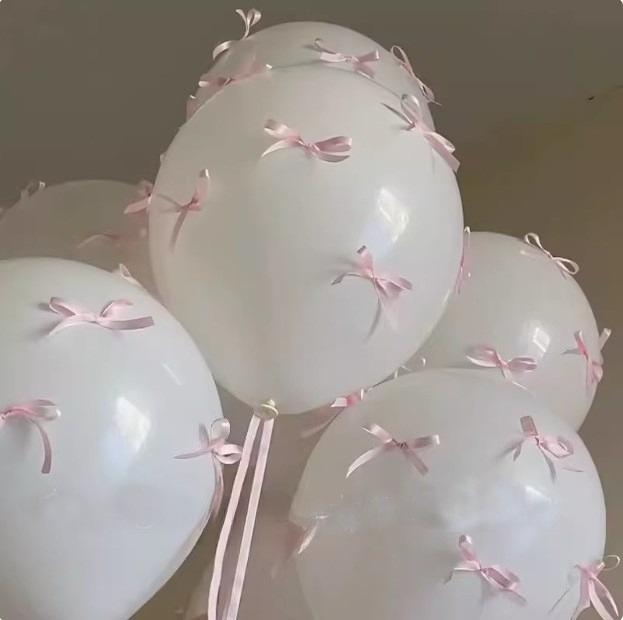 Rosa rosettband Coquette Ballonger för Möhippa Förlovning Bröllop Baby Shower Dekorationsballonger