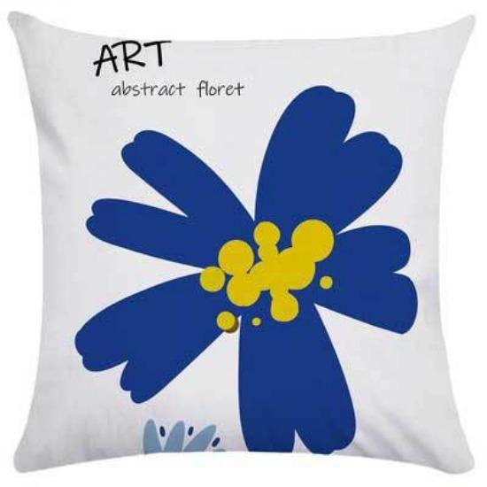 Nordic Pillow Ins Light Luxury Style Pillow Case Retro Art Abstract Blue Pillow Flower Sofa Backrest
