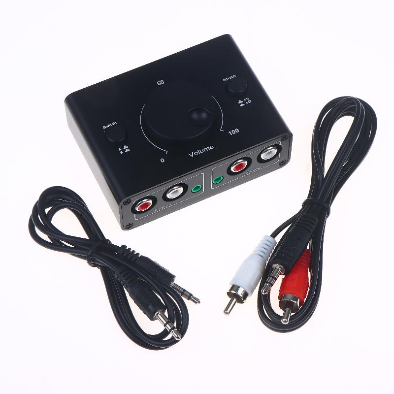 3.5Mm Rca Stereo Bi-Directional Audio Switcher 1 In 2 Out Or 2 In 1 Out 3.5Mm 2Rca Audio Switcher With Mute Button