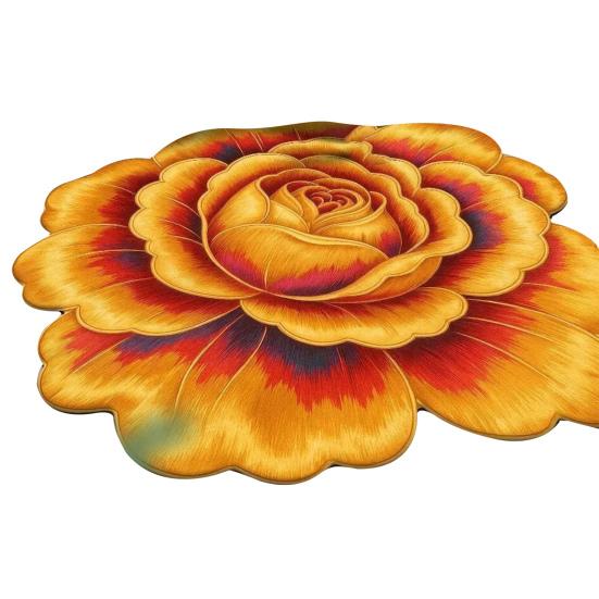 Floral Plush Floor Mat 3D Flower Optical Illusion Rugs Non-Slip Water-Absorbent Bath Mat for Bathroom Bedroom Entrance Vanity Area