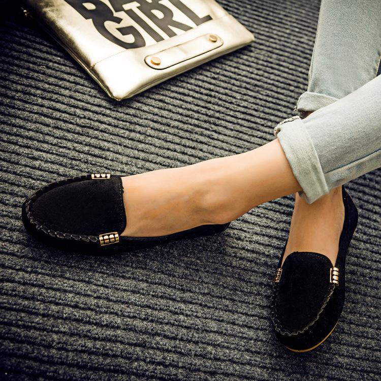 Korean Version of Women's  Autumn Shallow Mouth Doudou Shoes Flat Heel Single Shoes Women's One-pedal Women's Shoes Lazy Shoes Large Size Shoes