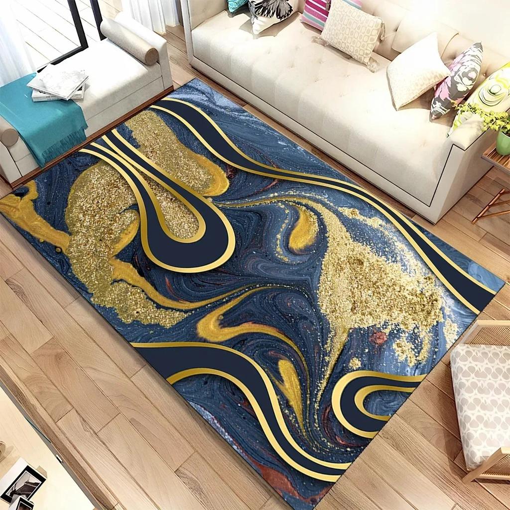 Colour Gold Nordic Marble Splendid Area Rug Large Carpet Marbling Rugs for Home Living Room Bedroom Decor Door Mat Floor Mats