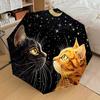 1 Stück Katzen Nacht Mond Sterne Automatischer Faltregenschirm, 8 Rippen Eisenrahmen, Geeignet für Reisen im Freien und den täglichen Gebrauch yy251120258