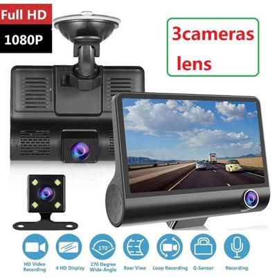 4" HD Night Car Dvr Dash Cam 4.0 Inch Video Recorder Auto Camera 3 Camera Lens With Rear View Camera