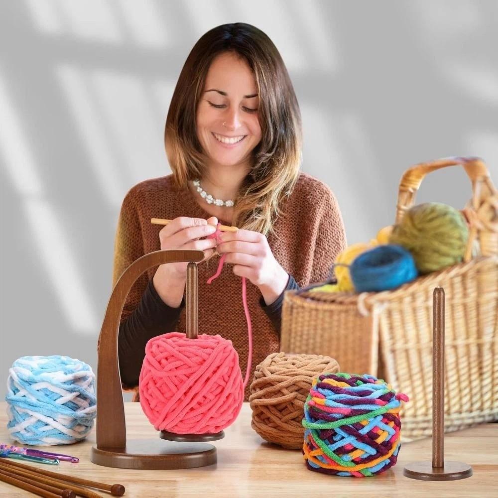 Wooden Yarn Holder 360° Rotatable Wool Ball Winder Gift Magnetic Spool Holder  Household