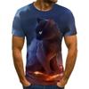 Summer Round Neck 3D Funny Cat Pattern Print Top Fashionable Casual Short Sleeved Men's T-shirts