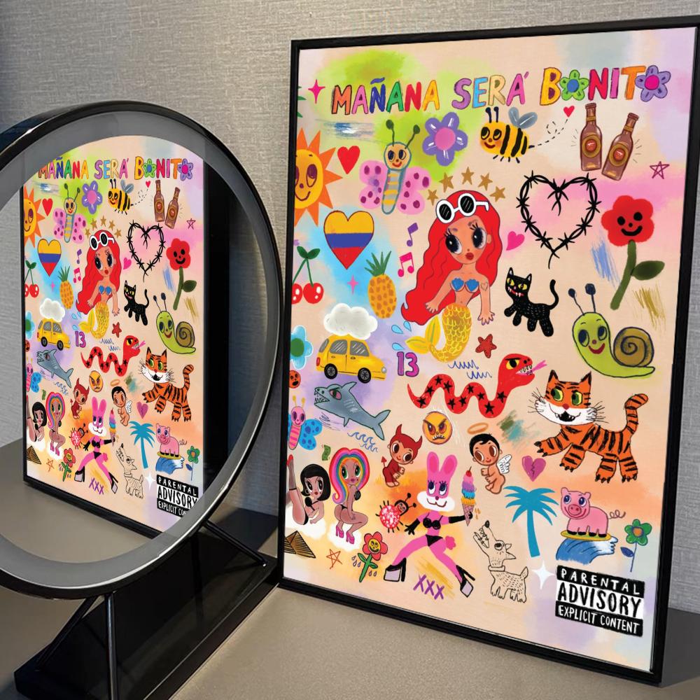 Karol g Manana Sera Bonito Self-adhesive poster Kraft Paper Prints and Posters Home Room Bar Cafe Decor Art Wall Painting