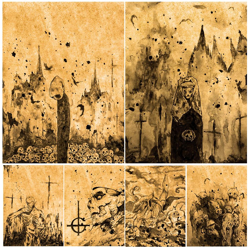 

Ужасная абстрактная картина тушью, настенная живопись на холсте, темные призраки, дьявол, художественные плакаты и печать, магия