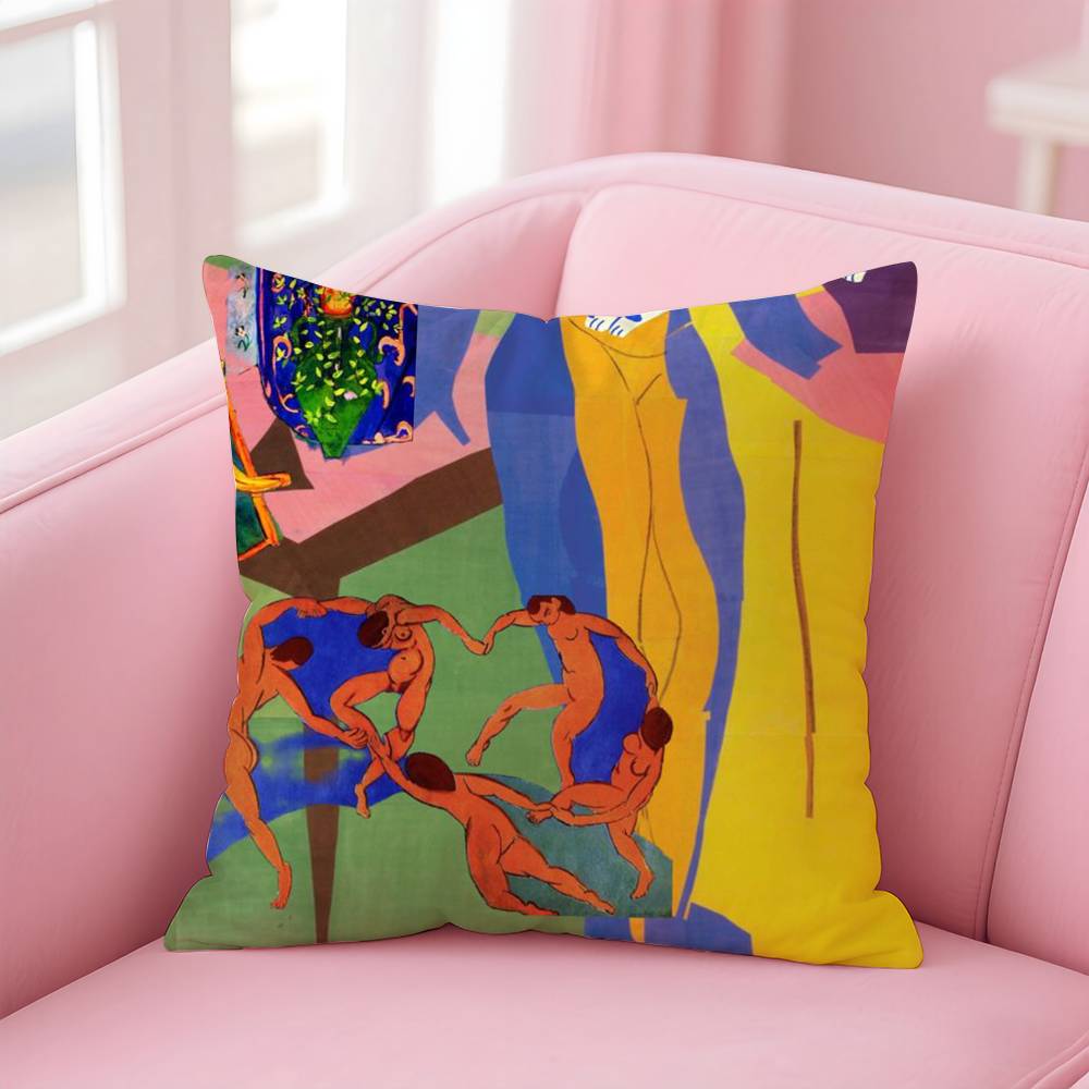 Fashion H-Henri M-Matisse Painting Pillow Case Anti-dustmite Pillow Invisible zipper silky short plush Sofa cushion cover