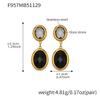 Orecchini a Pendente Ovali Geometrici Placcati Oro 18K con Pietra di Vetro Sfaccettata