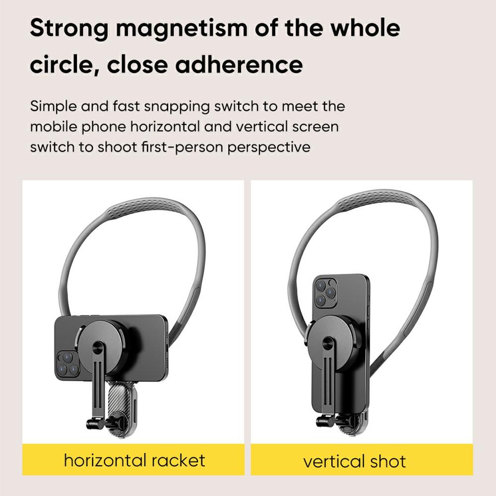 SCS-NH001 Magnetic Neck Holder with Phone Clip,1/4 Adapter for Action Camera,Phone,Hands Free Neck Mount