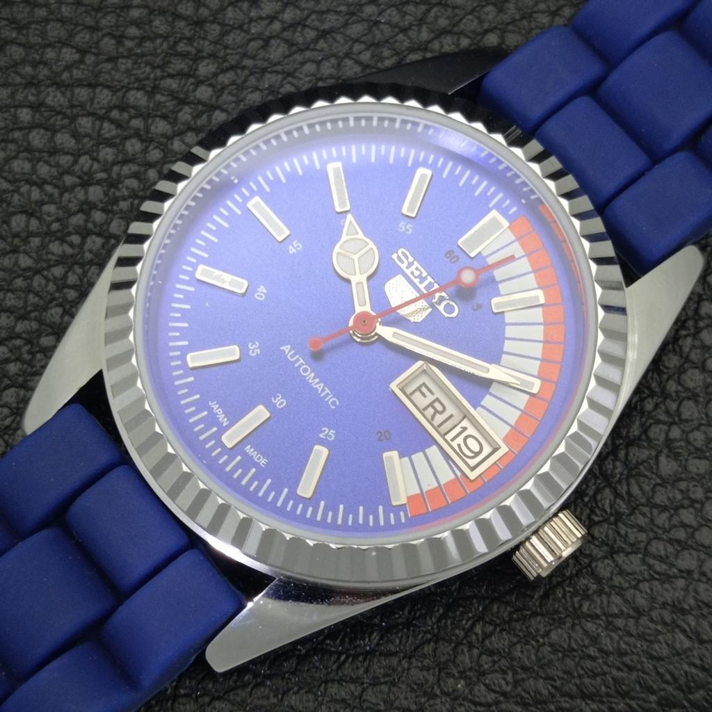 VINTAGE REFURBISHED SEIKO 5 AUTOMATIC 6309A JAPAN MENS BLUE DIAL WATCH a440831-4